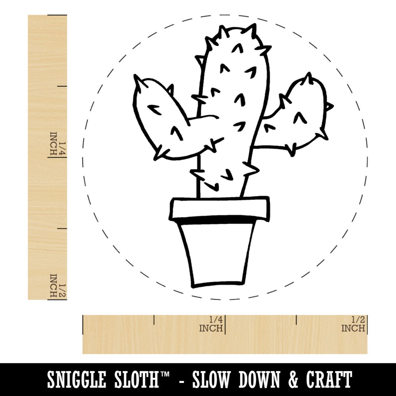 Cute Prickly Cactus Self-Inking Rubber Stamp for Stamping Crafting Planners